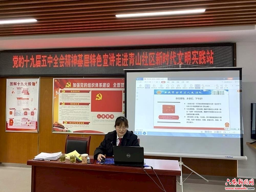 金寨法院女法官进社区宣讲《民法典》