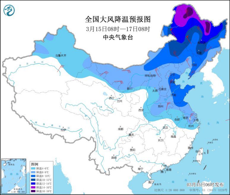 冷空气给北方带来大风降温沙尘 中东部迎大范围雨雪